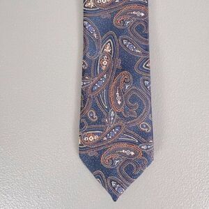 BERGAMO NEW YORK MENS POLYESTER TIE BLUE PAISLEY